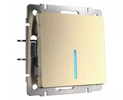 Выключатель проходной одноклавишный с подсветкой без рамки Werkel шампань рифленый W1112110