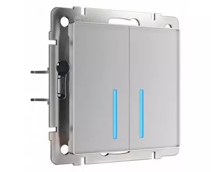 Выключатель сенсорый двухклавишный с подсветкой и функцией Wi-Fi, без рамки Werkel Серебряный W4520606
