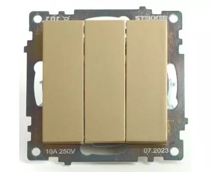 Выключатель трехклавишный без рамки Stekker Катрин 49219