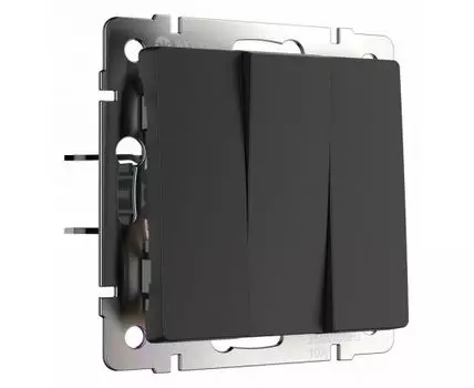 Выключатель трехклавишный без рамки Werkel черный матовый W1130008 (черный матовый)