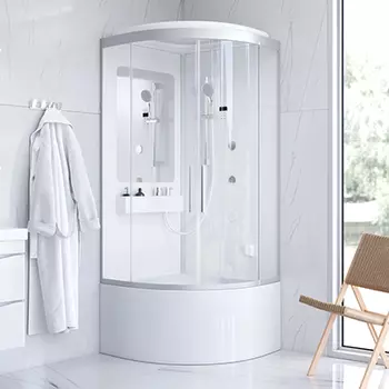 W80C-020A-090MTA Душевая кабина 90х90 см, с гидромассажем, с паром, глубокий поддон