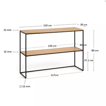 Yoana Консоль из дубового шпона и черного металла 120 x 80 cm