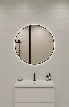 Зеркало Cersanit ECLIPSE smart 90x90 с подсветкой круглое черная рамка