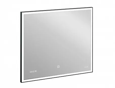 Зеркало LED 011 design 80x70 с подсветкой часы металл. рамка прямоугольное
