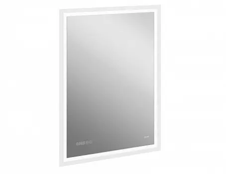 Зеркало LED 080 design pro 60x85 с подсветкой часы с антизапотеванием прямоугольное