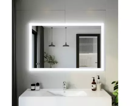 Зеркало Вега 125 LED подсветка на взмах руки, часы