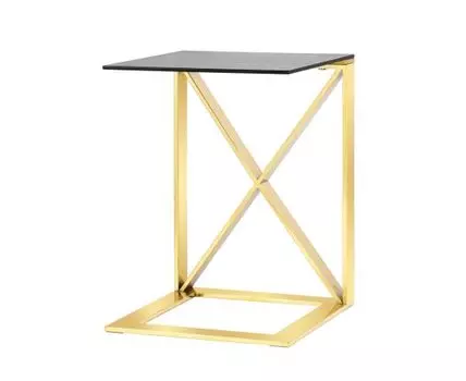 Журнальный стол 40*40 КРОСС золото стекло smoke