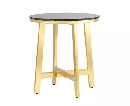 Журнальный стол 50*50 АЛЬБА золото стекло черное