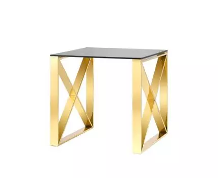 Журнальный стол 55*55 КРОСС золото стекло smoke