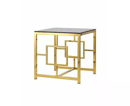 Журнальный столик 55*55 БРУКЛИН стекло smoke сталь золото