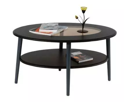 Журнальный столик Эль со стеклом (Низкие, 60, Чайные, венге, 90)