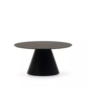 Журнальный столик Wilshire из закаленного стекла и металла с матовой черной отделкой, 80 см