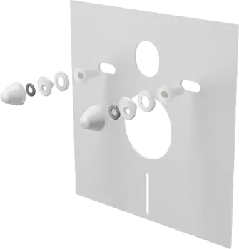 Звукоизоляционная плита для подвесного унитаза и биде с принадлежностями и колпачками (белыми),M930