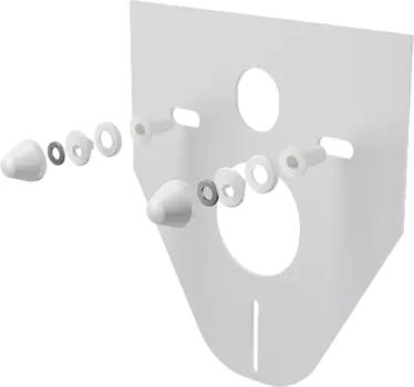 Звукоизоляционная плита для подвесного унитаза и биде с принадлежностями и колпачками (белыми),M910