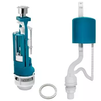 Арматура для бачка кнопочная (2 режима, нижн подв, регулир малого слива, металлизир кнопка) ИНКОЭР