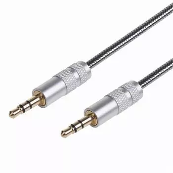 AUX-кабель в гибкой металлической оплетке 3,5 мм 1М REXANT