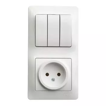 Блок комбинированный GLOSSA розетка + выкл. 3-кл. бел. SchE GSL000176