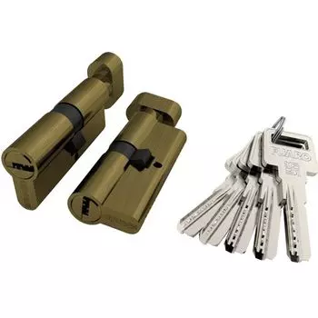 Цилиндровый механизм Palladium 90 35х55 перф. ключ-вертушка античная бронза