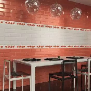 Декор 100х300мм Metro Rosso white 01 Gracia Ceramica