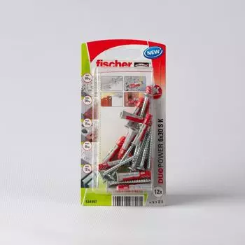 Дюбель с шурупом DUOPOWER 6х30 S K NV (уп/12шт) Fischer
