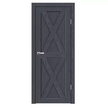 Дверное полотно Синержи Скандинавия 3, Вуд Тангет Графит, ПДГ 600х2000 мм