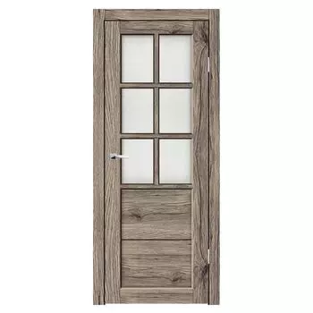 Дверное полотно Синержи Верона 1, Рустик пепельный, ПДО 600х2000 мм