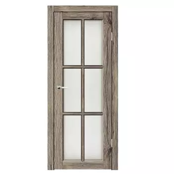 Дверное полотно Синержи Верона 4, Рустик пепельный, ПДО 600х2000 мм