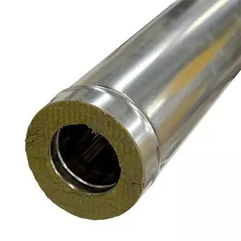 Дымоход-сэндвич утепленный 1м ф150х250 (430/0,8 мм+нерж.) зеркальный по воде FERRUM