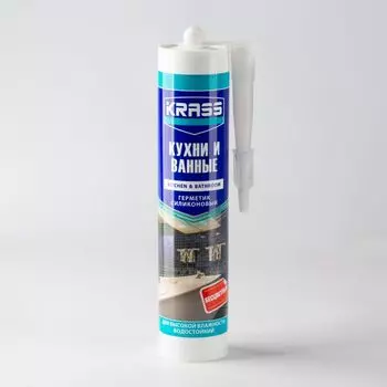 Герметик силиконовый Krass для кухни и ванной (бесцветный), 300 мл