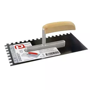 Гладилка зубчатая 130х270мм 8х8мм нержавеющая сталь с деревянной ручкой