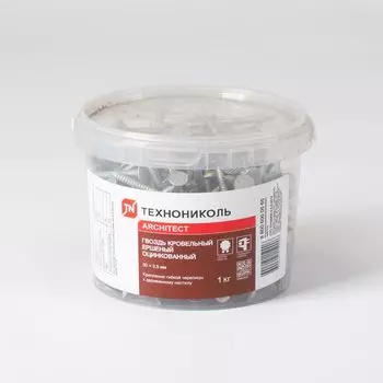 Гвоздь оцинкованный ершеный 3,5х30мм (ведро, 1кг) ТЕХНОНИКОЛЬ