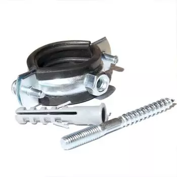 Хомут трубный 3/8" (15-19) с резинкой, дюбелем, винтом М8