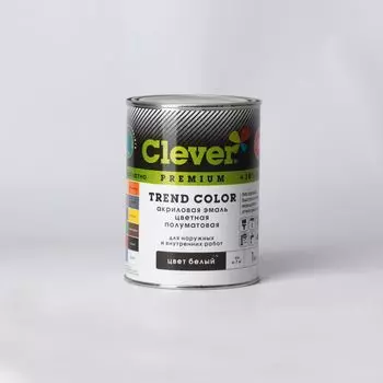 Эмаль акриловая Clever белая полуматовая, 1кг