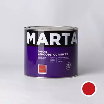 Эмаль ПФ-115 MARTA, красная, 1,9кг