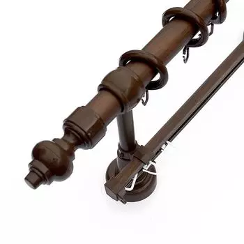 Карниз круглый для штор с шиной и пластик. фурнитурой, 2,4м, орех