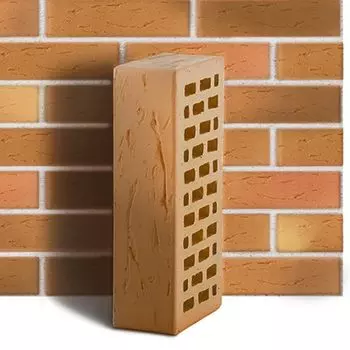 Кирпич облицовочный одинарный пустотелый М-175, пшеничный флэш рустик, ЛСР