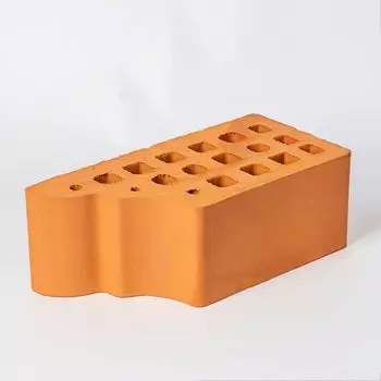 Кирпич облицовочный полуторный пустотелый М-150, абрикос, фасонный карнизный, Брылино