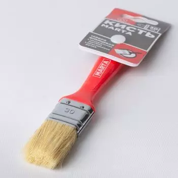 Кисть флейцевая 30 мм, натуральная щетина, пласт. ручка Профи Marta