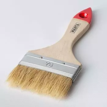 Кисть флейцевая 75 мм, натуральная щетина, дерев. ручка Мастер Marta