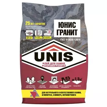 Клей для плитки (С1 ТЕ) UNIS Гранит, 5 кг