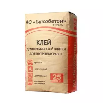 Клей для плитки стандартный Гипсобетон (С0), 25 кг