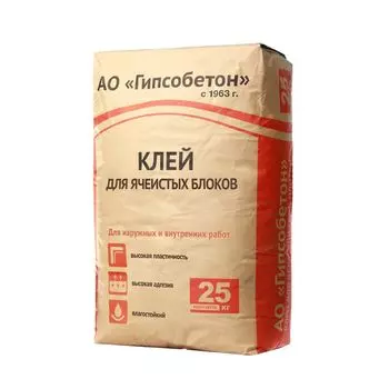 Клей для ячеистых блоков Гипсобетон морозостойкий, 25 кг