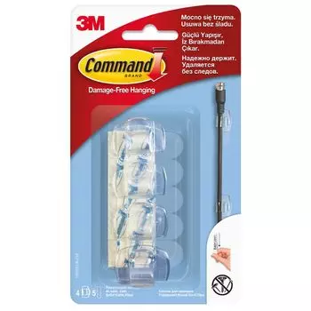 Клипсы для проводов Command прозрачные 4 шт