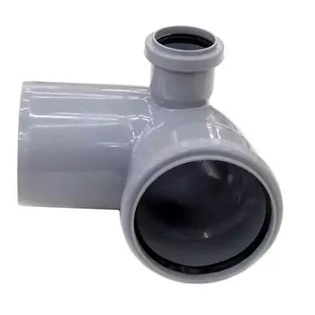 Колено канализационное с отводом левым 110х50 87гр