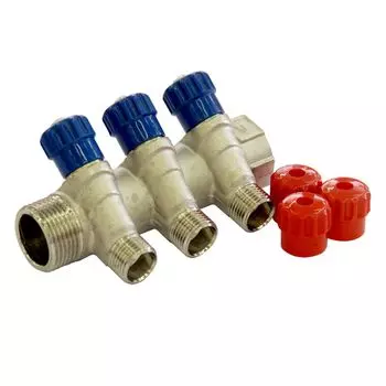 Коллектор с регулир. вентилями 3/4"х2вых. 1/2" НР HLV