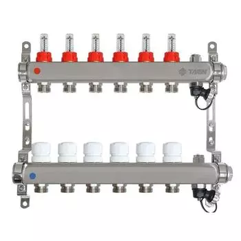 Коллекторная группа Taen 1" 3/4"х6 выходов с расходомерами