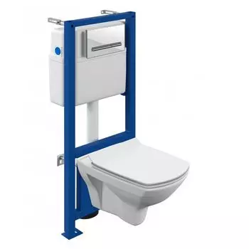 Комплект инсталляции 3 в 1 с унитазом Cersanit Carina Clean On (S-SET-CARC/LPRO/S-DL/Pi-W)