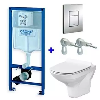 Комплект инсталляция Grohe Rapid 3 в 1 с унитазом Cersanit Carina Clean On (4148228)