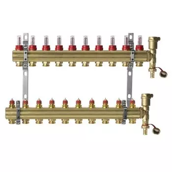Коллекторная группа Danfoss FHF-10F SET 1" 3/4"х4 выхода с расходомерами