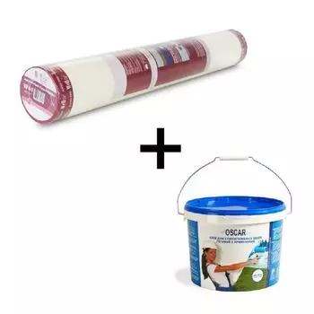 Комплект Стеклохолст Wellton-эконом W30 + Клей для стеклообоев готовый Oscar, 10кг